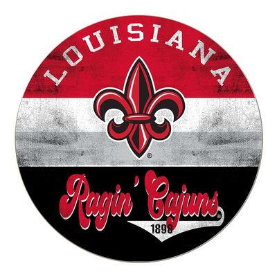 KH Sports Fan Louisiana Ragin Cajuns Multi-Color Retro Circle Sign, 20x20 Inches, Ragin Cajuns Decor for Dorm Room, Bedroom, Fan Cave, Living Room; Display Your Team Spirit with This Unique Louisiana State Lafayette Ragin Cajuns Wall Art