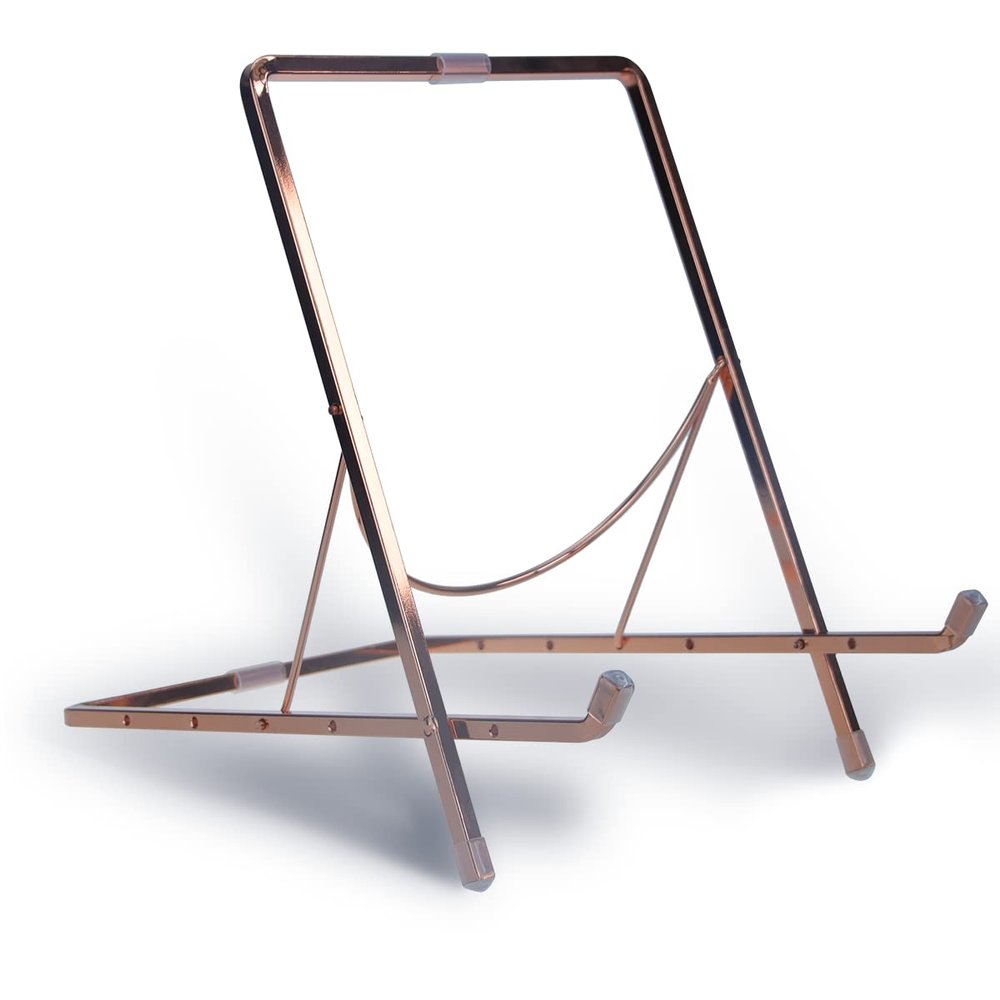 KJGJ 9 Inch Heavy Duty Display Stand for Plate Stand Plate Holder Iron Easel Display Stand Picture Frame Stand for Picture Decorative Plate Photo Easel (Rose Gold)
