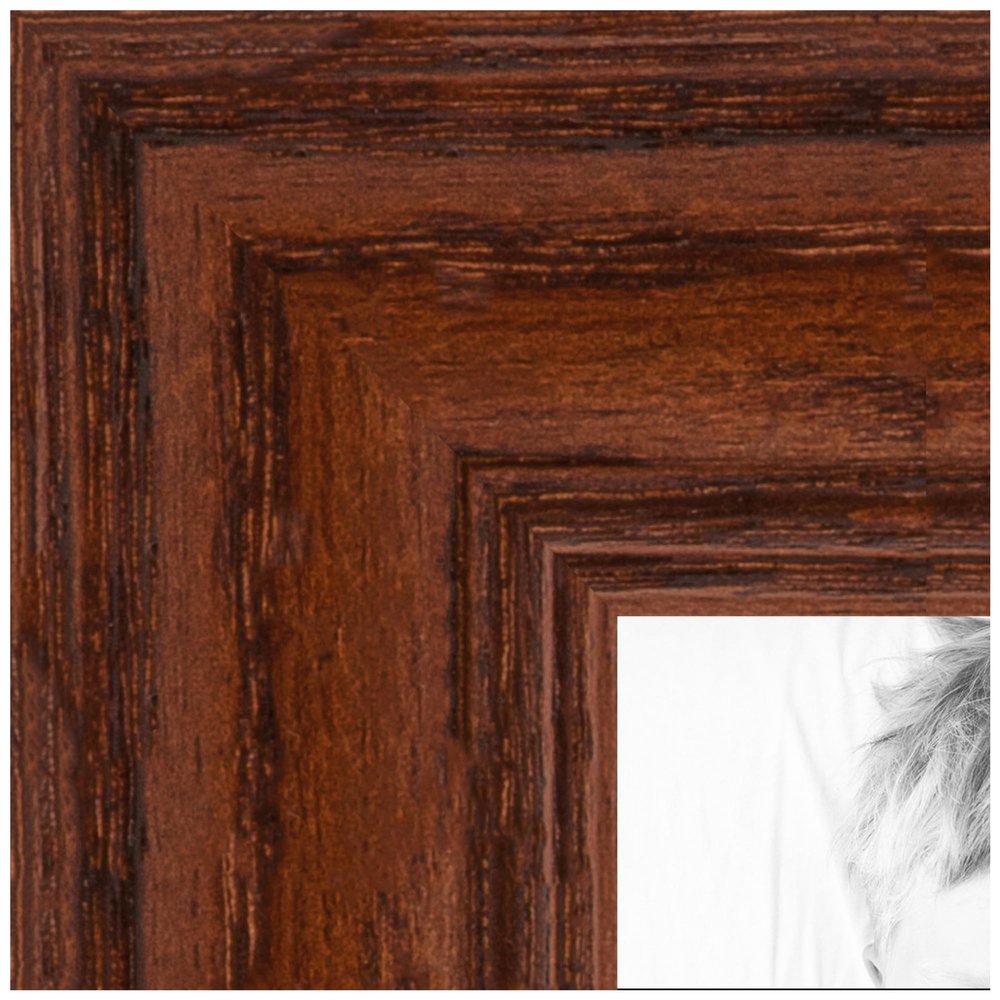 ArtToFrames 4x6 Inch Brown Picture Frame, This 1.25 Inch Custom MDF Poster Frame is Walnut - Comes with Foam Backing 3/16 inch and Regular Glass (FBPL0066-59504-YWAL-4x6)