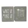 Rae Dunn Set of 2 Ceramic Brush Cup Holders, Grey (Wake Up/Make Up) view 1