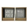 Rae Dunn Set of 2 Ceramic Brush Cup Holders, Grey (Wake Up/Make Up) view 2