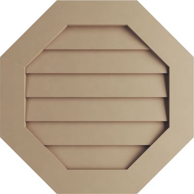Ekena Millwork GVUROC15X15DSMPR Timberthane Rustic Smooth Octagonal Faux Wood Non-Functional, Primed Tan Urethane Gable Vents, 15"W x 15"H, Primed