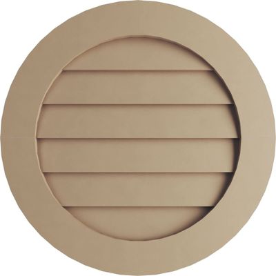 Ekena Millwork GVURRO12DSMPR Timberthane Rustic Smooth Round Faux Wood Non-Functional, Primed Tan Urethane Gable Vents, 12"W x 12"H, Primed