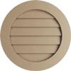 Ekena Millwork GVURRO12DSMPR Timberthane Rustic Smooth Round Faux Wood Non-Functional, Primed Tan Urethane Gable Vents, 12"W x 12"H, Primed view 1