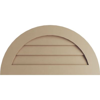 Ekena Millwork GVURHR24X12DSMPR Timberthane Rustic Smooth Half Round Faux Wood Non-Functional, Primed Tan Urethane Gable Vents, 24"W x 12"H, Primed