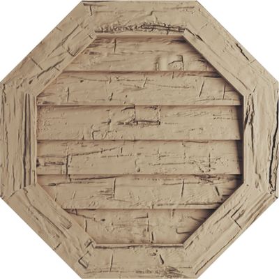 Ekena Millwork GVUROC30X30DHHPR Timberthane Hand Hewn Octagonal Faux Wood Non-Functional, Primed Tan Urethane Gable Vents, 30"W x 30"H, Primed