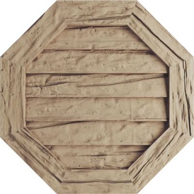 Ekena Millwork GVUROC18X18DRWPR Timberthane Riverwood Octagonal Faux Wood Non-Functional, Primed Tan Urethane Gable Vents, 18"W x 18"H, Primed