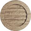 Ekena Millwork GVURRO18DRWPR Timberthane Riverwood Round Faux Wood Non-Functional, Primed Tan Urethane Gable Vents, 18"W x 18"H, Primed view 1