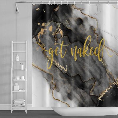 DORCEV 70x72inch Marble Get Naked Shower Curtain Black and Gold Marble Texture Aesthetic Classical Abstract Bathroom Curtain Luxurious Graphic Unique Gouache Liquid Aesthetic Bath Curtain with Hooks