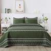 Andency Green California King Quilt Set, 3 Pieces Boho Lightweight Soft Striped Cal King Bedspread for All Season (112"x104"), Printed Bohemian Microfiber Reversible Coverlet Comforter Sets view 1