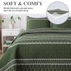Andency Green California King Quilt Set, 3 Pieces Boho Lightweight Soft Striped Cal King Bedspread for All Season (112"x104"), Printed Bohemian Microfiber Reversible Coverlet Comforter Sets view 3