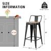 Alunaune 30" Industrial Metal Bar Stools Set of 4 Counter Height Barstools Kitchen Bar Chairs with Modern Wooden Seat, Distressed Gold Black view 2