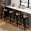 Alunaune 30" Industrial Metal Bar Stools Set of 4 Counter Height Barstools Kitchen Bar Chairs with Modern Wooden Seat, Distressed Gold Black view 4