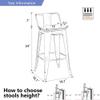 Alunaune 24" Industrial Metal Bar Stools Set of 4 Counter Height Barstools Kitchen Bar Chairs with Modern Wooden Seat, Distressed Gold Black view 2