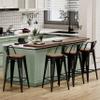 Alunaune 24" Industrial Metal Bar Stools Set of 4 Counter Height Barstools Kitchen Bar Chairs with Modern Wooden Seat, Distressed Gold Black view 3