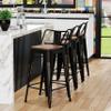 Alunaune 24" Industrial Metal Bar Stools Set of 4 Counter Height Barstools Kitchen Bar Chairs with Modern Wooden Seat, Distressed Gold Black view 4