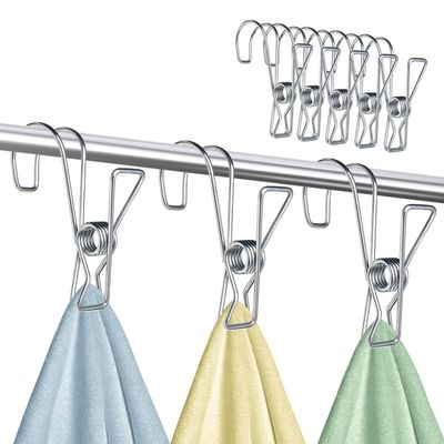 30 Pcs 304 Stainless Steel Short Tail Hanger Clip with Hook, Durable Hanging ClipsHeavy Duty Multifunctional Hangers Use for Display Storage Items