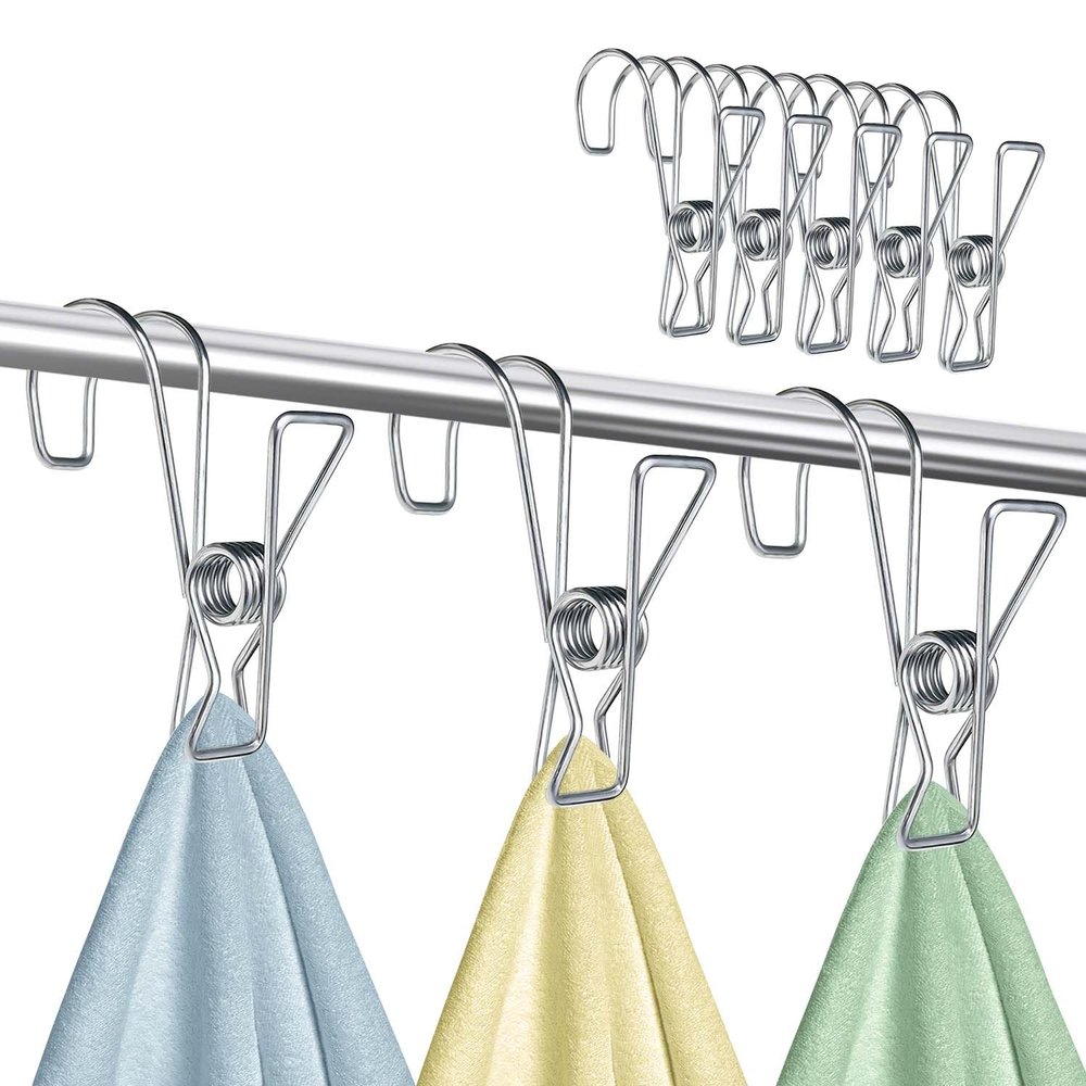 30 Pcs 304 Stainless Steel Short Tail Hanger Clip with Hook, Durable Hanging ClipsHeavy Duty Multifunctional Hangers Use for Display Storage Items