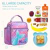 Bagseri Kids Lunch Box for Girls - Insulated Toddler Lunch Bag Fits Bento Box, Reusable Daycare Cooler Tote with Clip Handle, Water-Resistant Lining, Purple Mermaid Tail view 3