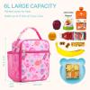 Bagseri Kids Lunch Box for Girls - Insulated Toddler Lunch Bag Fits Bento Box, Reusable Daycare Cooler Tote with Clip Handle, Water-Resistant Lining, Pink Dinosaur view 2