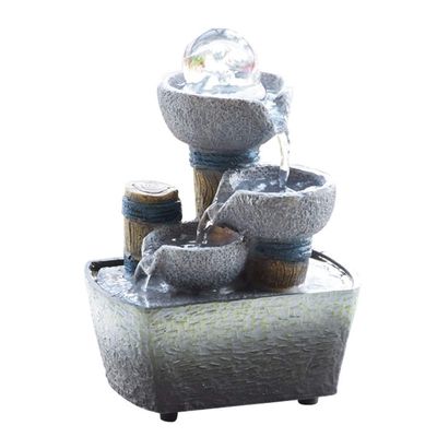 YKHB Tabletop Fountain Tabletop Fountain Resin 9.45 Inches High 3-Story Desktop Fountain Feng Shui Desktop Fountain Waterfall Zen Decoration Best Gift