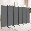 CHOSENM 6 Panel Folding Privacy Screens, 6 FT Tall Wall Divider with Metal Frame, Freestanding Room Divider for Office Bedroom Study (6 Panel, Grey) view 1