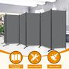 CHOSENM 6 Panel Folding Privacy Screens, 6 FT Tall Wall Divider with Metal Frame, Freestanding Room Divider for Office Bedroom Study (6 Panel, Grey) view 4