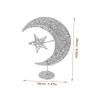 Glitter Iron Moon Star Ornament: Silver Shiny Christmas Table Decoration Christmas Tree Wedding Birthday Holiday Party Supply 20cm view 2