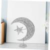 Glitter Iron Moon Star Ornament: Silver Shiny Christmas Table Decoration Christmas Tree Wedding Birthday Holiday Party Supply 20cm view 3