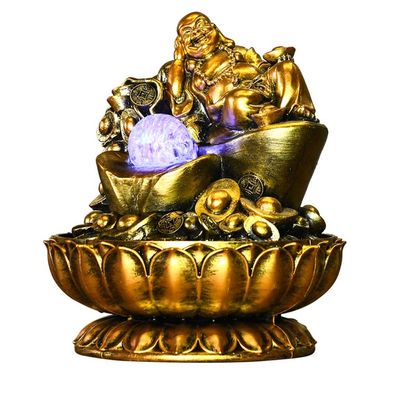 YKHB Tabletop Fountain Tabletop Fountain Resin Buddha Statue Desktop Fountain Feng Shui Ball Tabletop Fountain Zen Meditation Ornaments Best Gift (Color : A)