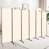 CHOSENM 6 Panel Folding Privacy Screens, 6 FT Tall Wall Divider with Metal Frame, Freestanding Room Divider for Office Bedroom Study (6 Panel, Beige) view 1