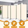 CHOSENM 6 Panel Folding Privacy Screens, 6 FT Tall Wall Divider with Metal Frame, Freestanding Room Divider for Office Bedroom Study (6 Panel, Beige) view 4