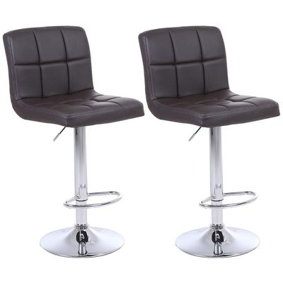 Adjustable Bar Stools, Modern PU Leather Adjustable Swivel Barstools, Armless Hydraulic Kitchen Counter Bar Stool Height Chairs with Back, Set of 2/4 (2, Brown)