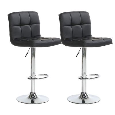 Adjustable Bar Stools, Modern PU Leather Adjustable Swivel Barstools, Armless Hydraulic Kitchen Counter Bar Stool Height Chairs with Back, Set of 2/4 (2, Black)