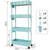 AYVANBER 4 Tier Slim Rolling Utility Kitchen Cart Bathroom Organizer for Narrow Places Multipurpose Storage Shelve Mobile Trolley for Bedroom Laundry Office Restaurant Garage Pantry (Teal) view 2