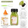 TOMNK 45pcs Juice Bottles with Caps, 4oz Plastic Containers with Lids Empty Reusable Clear Ginger Shots Bottles with Label, Funnel, and Brush Beverage for Juicing, Smoothies, Drinking, Fridge view 3