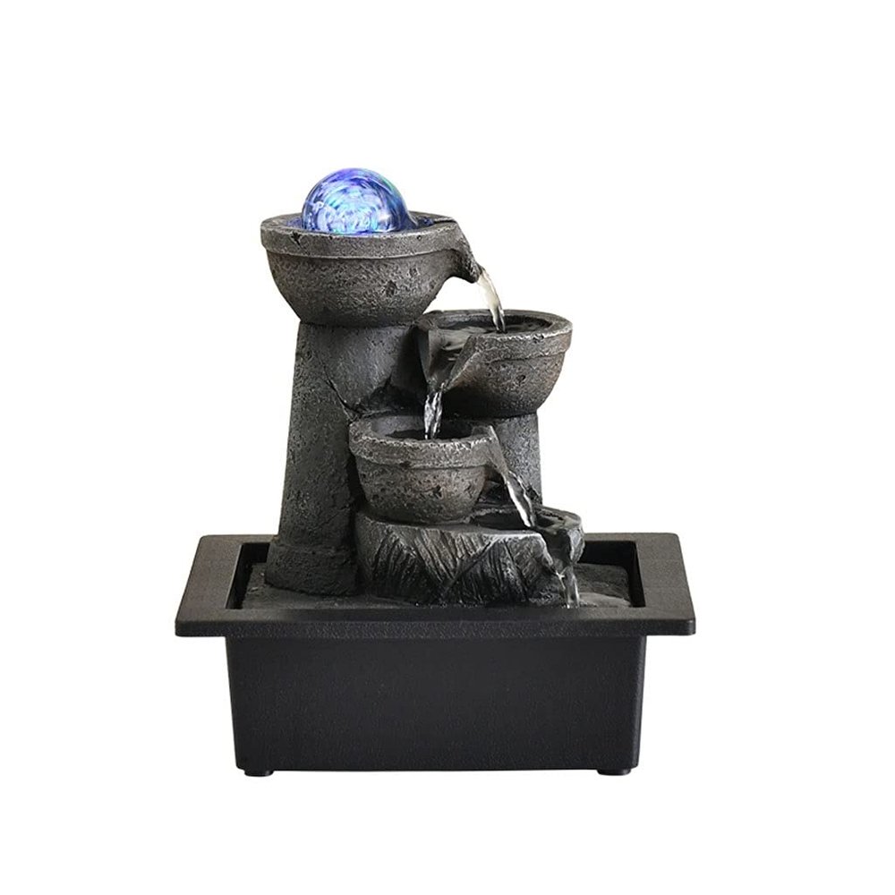 YKHB Tabletop Fountain Tabletop Fountain Resin Indoor Fountain Modern Simple Flowing Water Fountain Creative Lucky Desktop Small Ornaments Best Gift (Color : A)