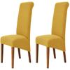 Deisy Dee Stretch XL/Oversized Soft Spandex Extra Large Dining Room Chair Covers for Kitchen DiningRemovable Washable Chair Protectors Slipcovers (Yellow, 2) view 1