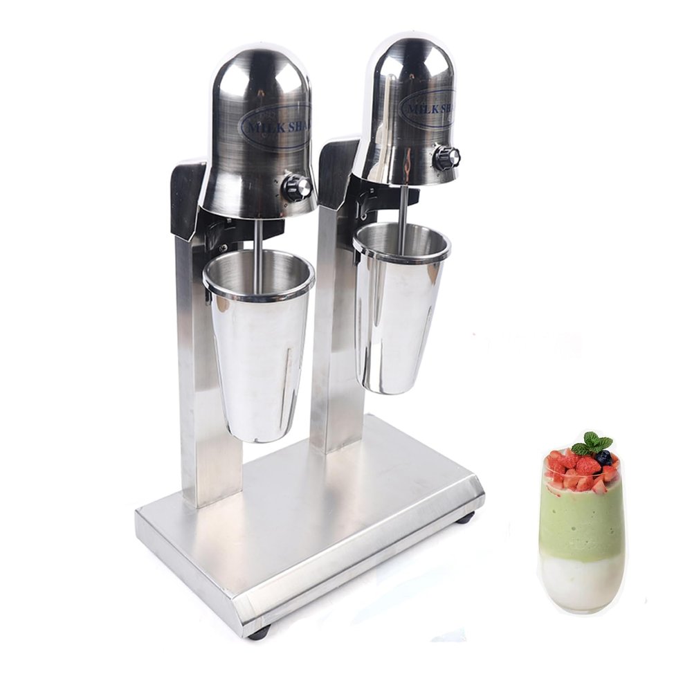 DYRABREST Double Head Milkshake Maker Kit, Stainless Steel Electric Milkshake Maker Machine, Classic Milkshake Maker with Cup, 2 Speed Adjustable (Type 1)