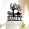 Couple on the bench Cake Topper, Tree Wedding Cake Topper, Personalized wedding cake topper, Couple silhouette cake topper,Rustic Topper view 1