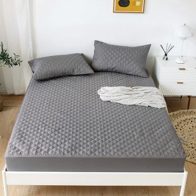 CFYCYHDZHT Cozy T-Shirt Soft,Kids Bedroom Quilted Waterproof Mattress Protector, Hotel Solid Color Deep Pocket Mattress Topper for Full Queen King Bed,Grey,King 198203cm+35cm