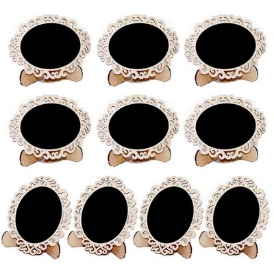 EXCEART 10pcs Mini Wooden Sturdy Table Number Signs for Weddings Parties Home Decor Easy to Use Reusable Chalkboards with Elegant Hollow Design Black