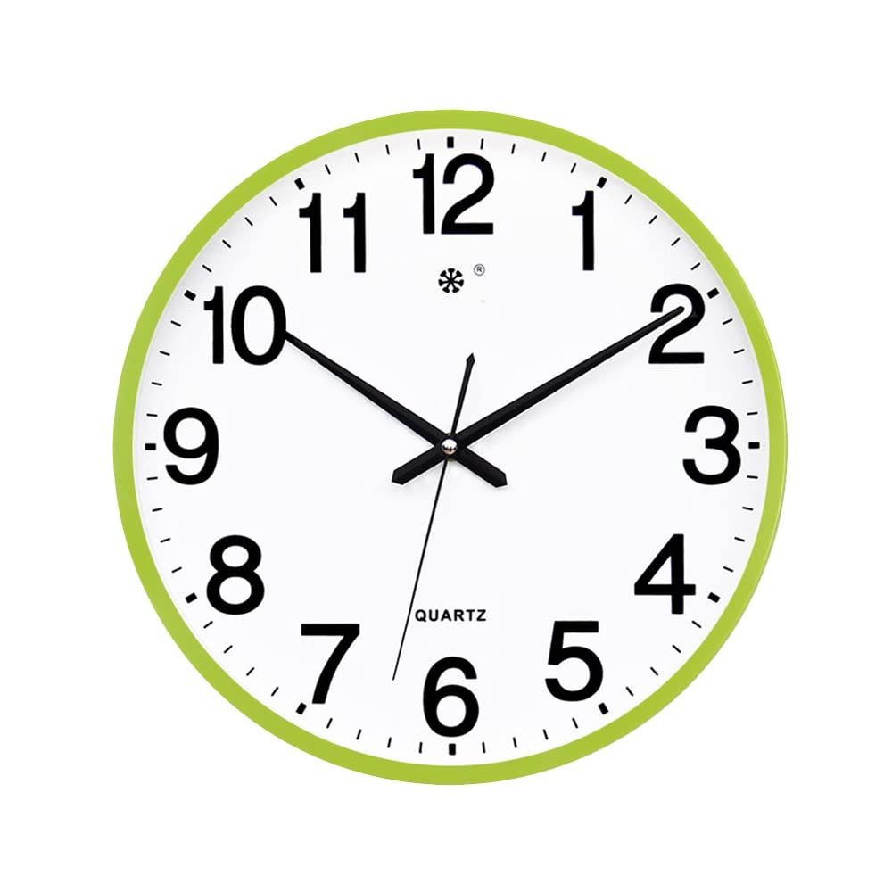 BcofoA Clocks Wall Clocks Living Room Fashion Creative Personality Clock Wall Watch Simple Household Silent Electronic Quartz Clock Wall 14-inch (Color : Green)