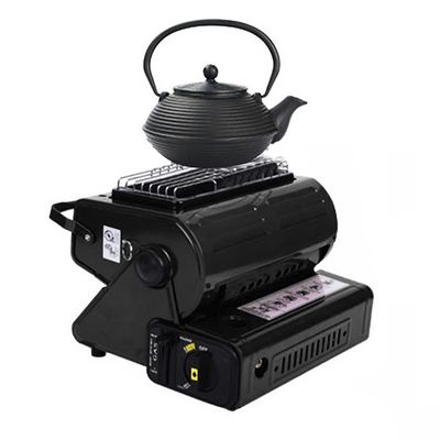 HXSM Portable Gas Heaters for Indoor Multifunctional Camping Stove for Caravan Outdoor Butane Heater with Portable Handle, Propane Radiant Heater (Color : Black 2 in 1 Propane Heater+Stove)
