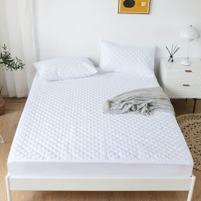 CFYCYHDZHT Bedding Fitted Sheet,Kids Bedroom Quilted Waterproof Mattress Protector, Hotel Solid Color Deep Pocket Mattress Topper for Full Queen King Bed,White,Twin XL 99190cm+35cm