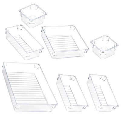 Cabilock 7pcs Storage Box Sets Makeup Finishing Holder Transparent Jewelry Boxes Sundries Organizing Containers Desktop Jewelry Organizer Drawer Organizer Stationary Storage Holder