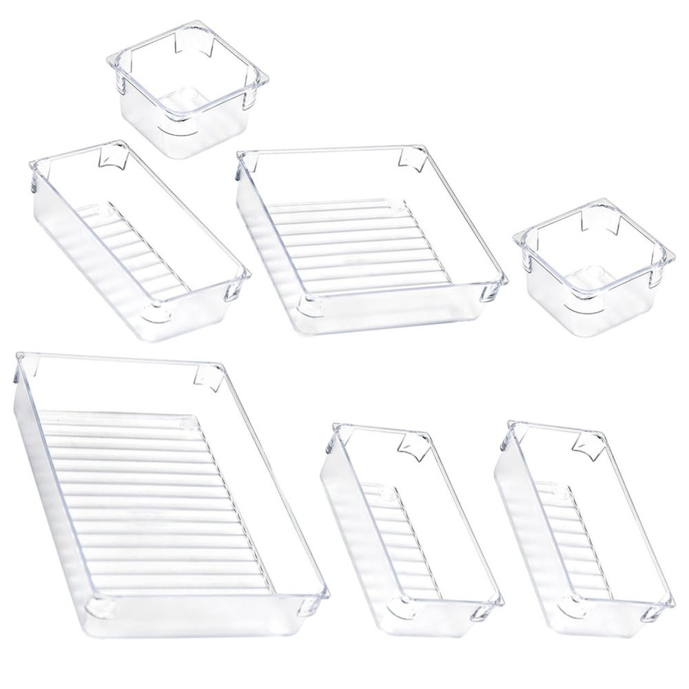 Cabilock 7pcs Storage Box Sets Makeup Finishing Holder Transparent Jewelry Boxes Sundries Organizing Containers Desktop Jewelry Organizer Drawer Organizer Stationary Storage Holder