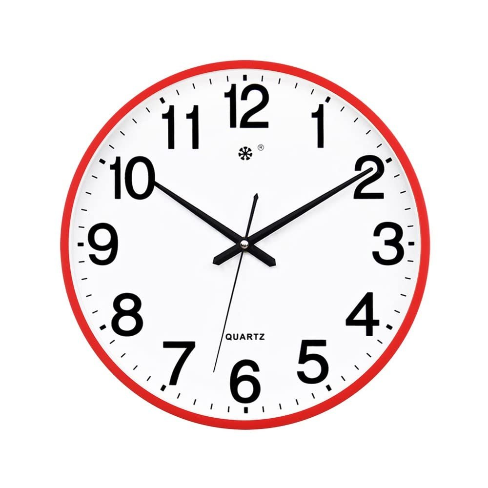 BcofoA Clocks Wall Clocks Living Room Fashion Creative Personality Clock Wall Watch Simple Household Silent Electronic Quartz Clock Wall 11-inch (Color : Red)