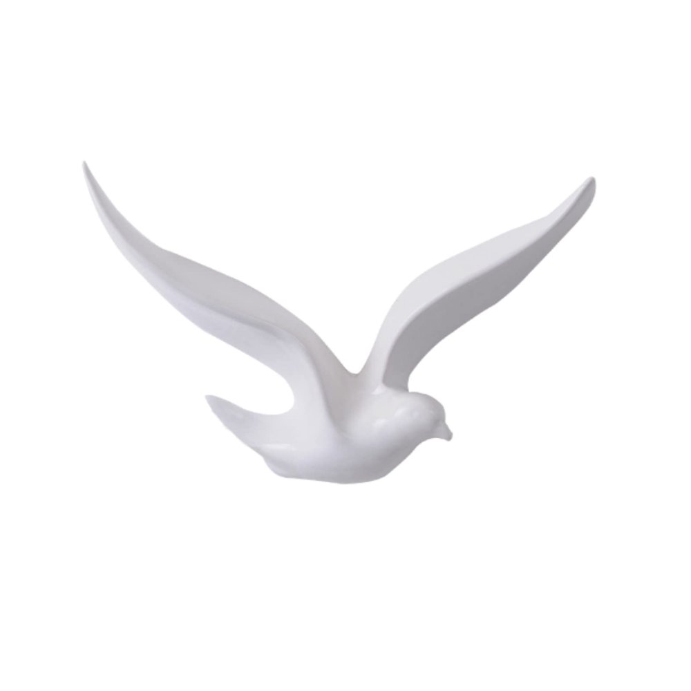 Ceramic White Dove Bird Handcrafted Sculpture 3D Wall Art Decor Home Living Room Office Wedding Gift 20cm