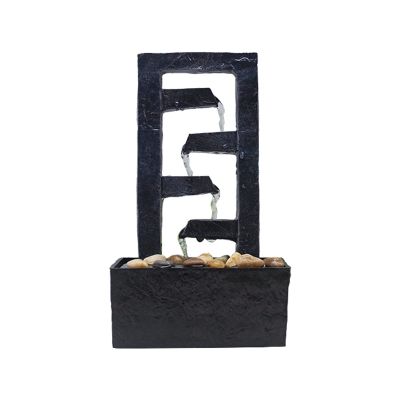 HNHYNSY Tabletop Waterfall Office Decoration Home Decoration Living Room Office Mini Fountain Hotel Indoor Resin Craft Desktop Fountain with 4 Slots Rectangular Tabletop Water Fountain (Color : A)